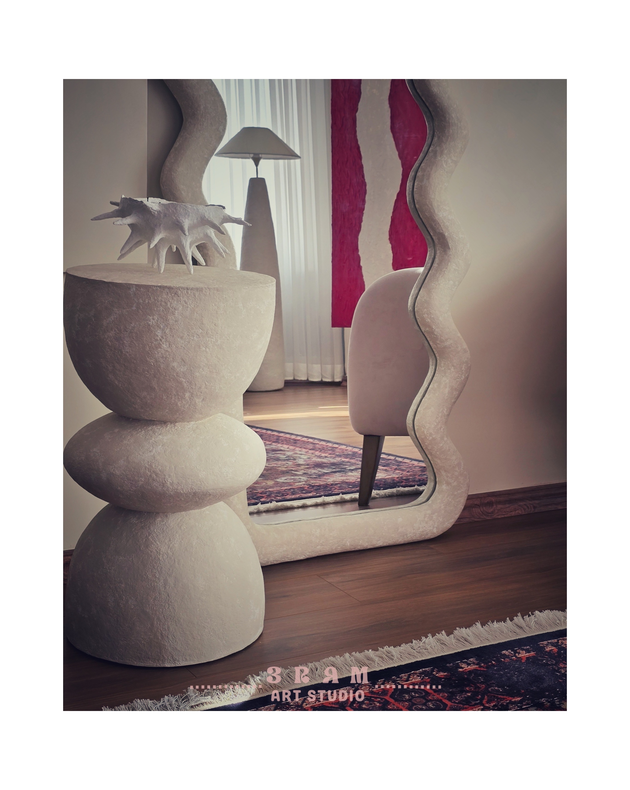 میز عسلی دستساز از جنس پاپیه ماشه